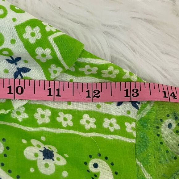 Vintage 60’s Bob Atkinson Lime Green Bandana print Mini Dress S - Picture 9 of 13